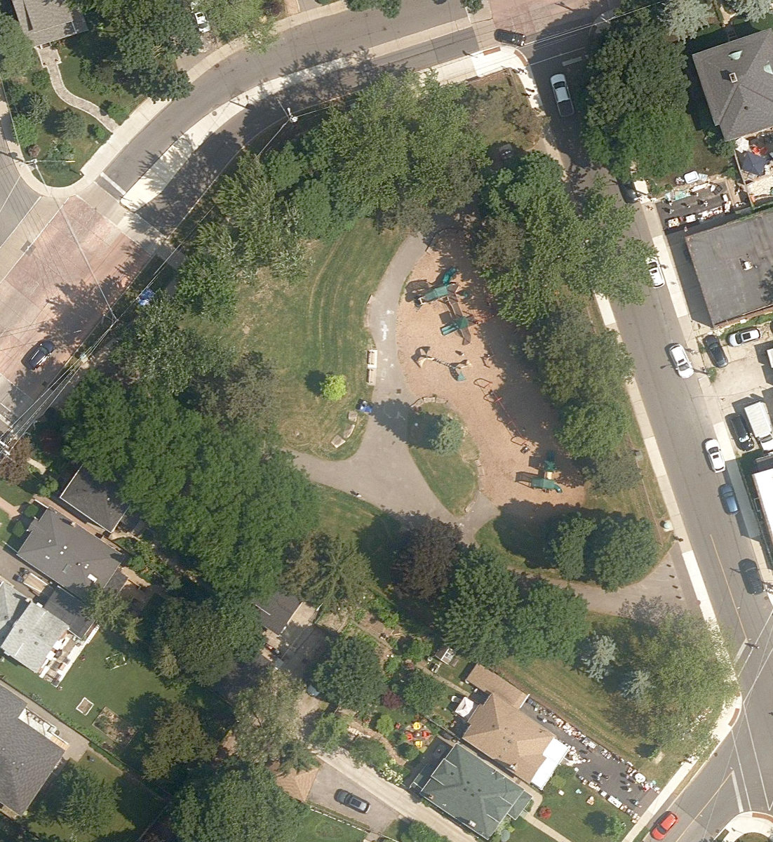 Elm Park - York, aerial top-down view