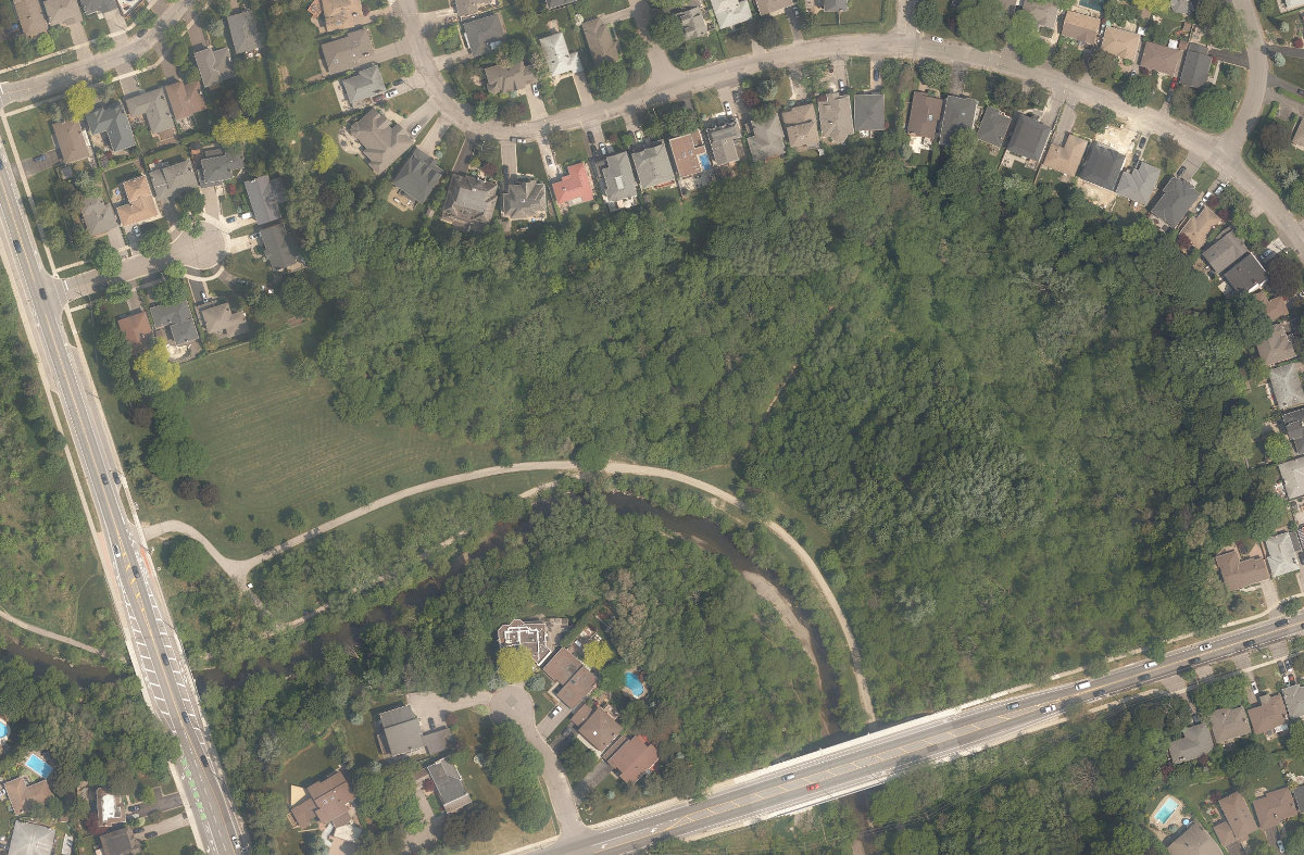 Ravenscrest Park, aerial top-down view