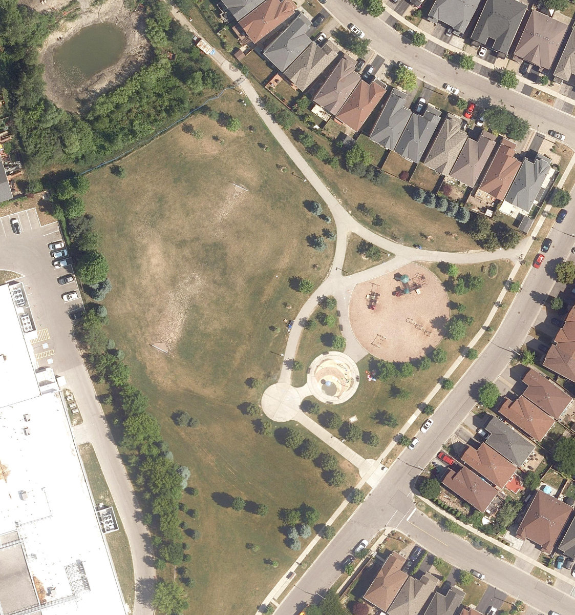 Oates Park, aerial top-down view