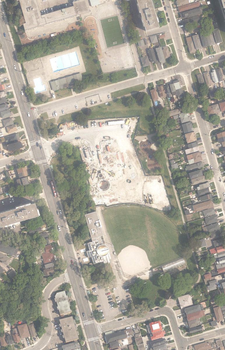 Fairbank Memorial Park, aerial top-down view