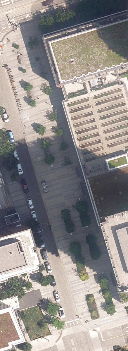 Regent Park Boulevard Park, aerial top-down view