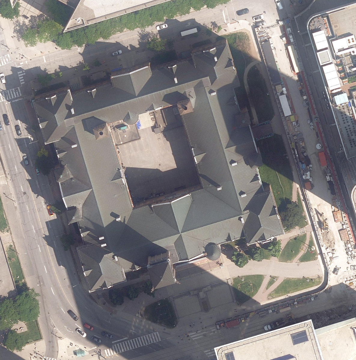 OLD CITY HALL - Building Grounds, aerial top-down view