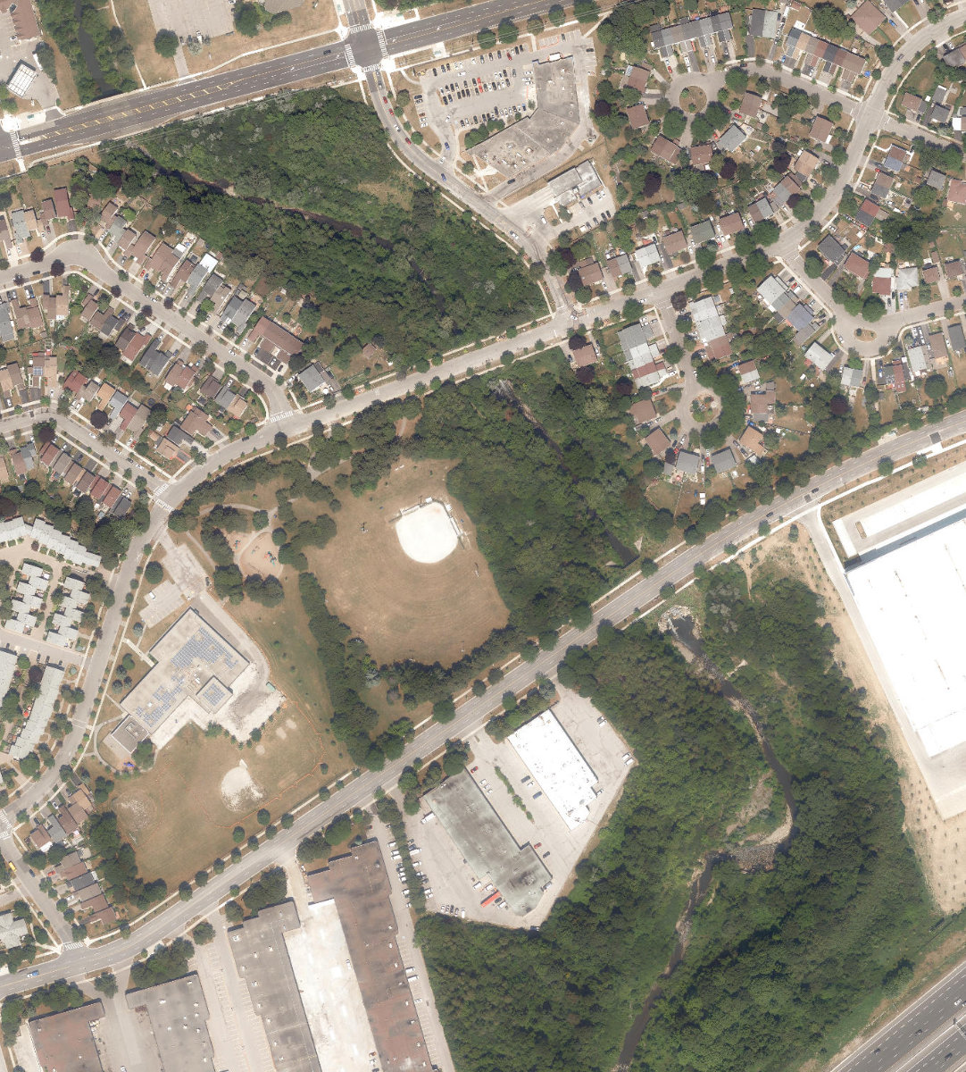 Burrows Hall Park, aerial top-down view