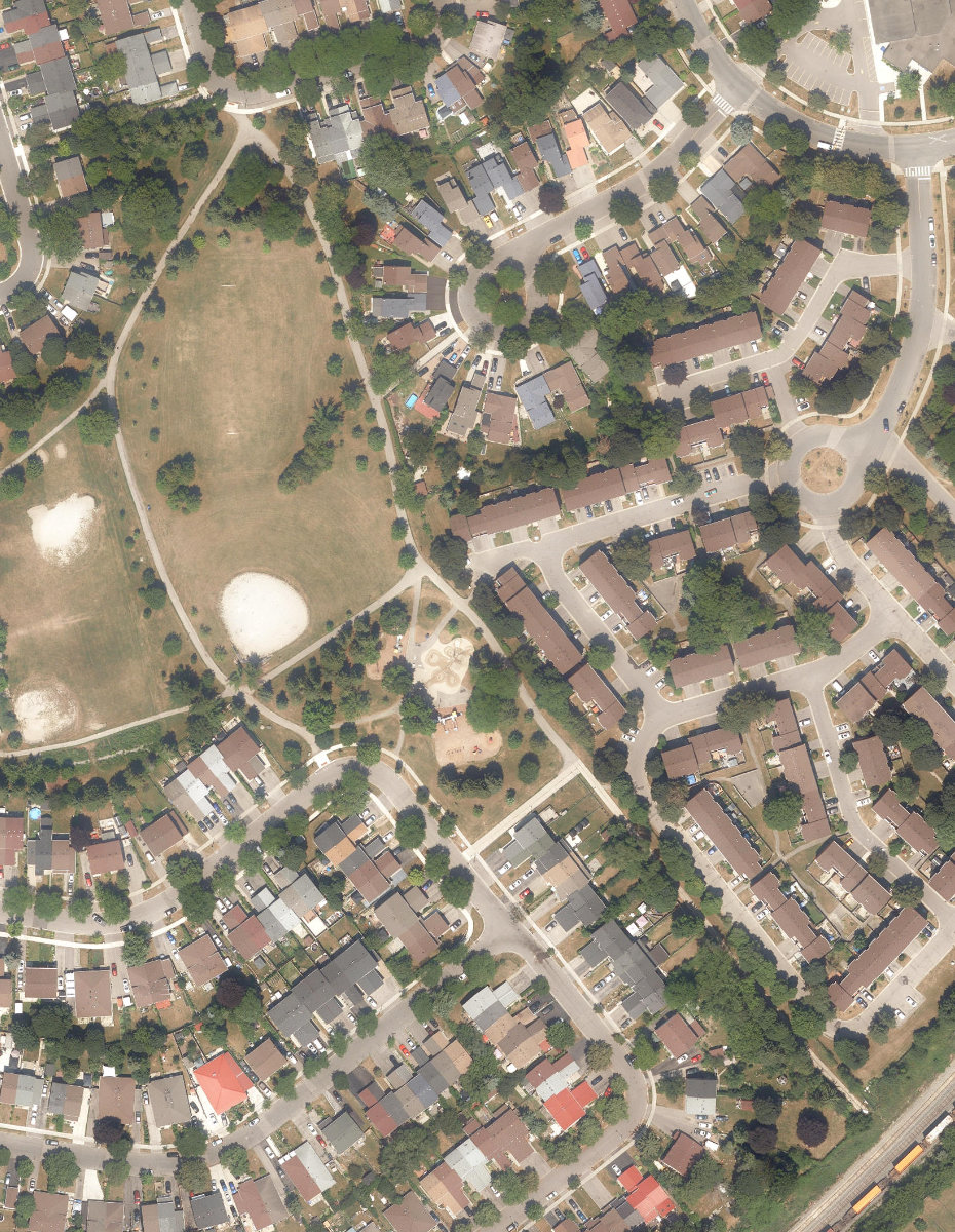 Horseley Hill Park, aerial top-down view