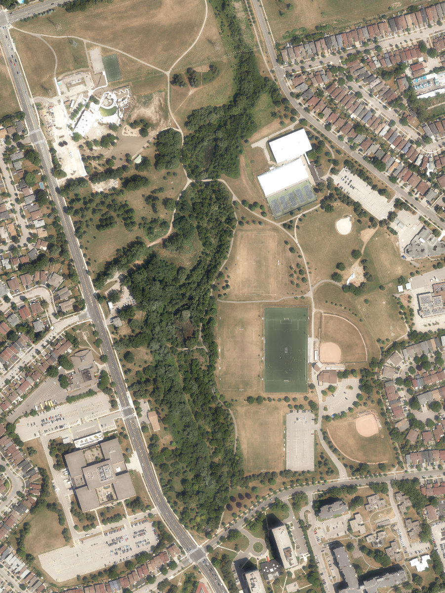 L'Amoreaux Sports Complex, aerial top-down view