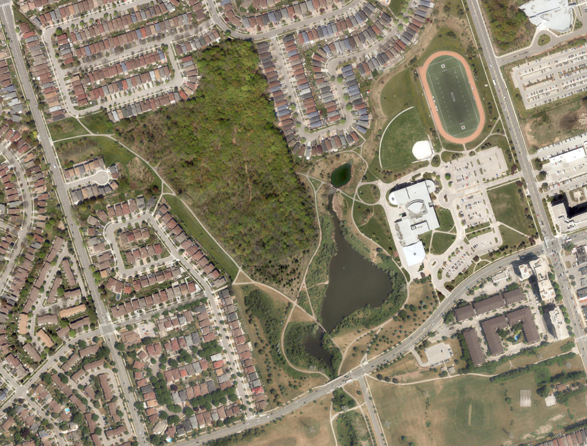 L'Amoreaux North Park, aerial top-down view