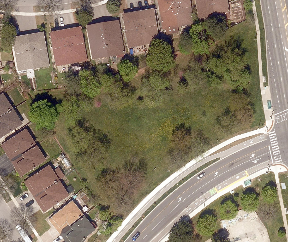 Cummer Parkette, aerial top-down view