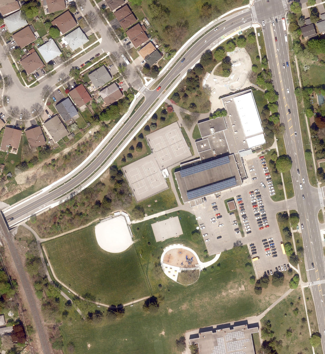 Cummer Park, aerial top-down view