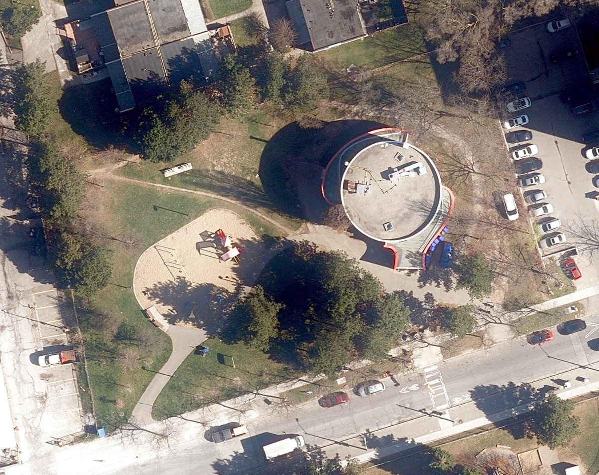 Yorkwoods Park, aerial top-down view