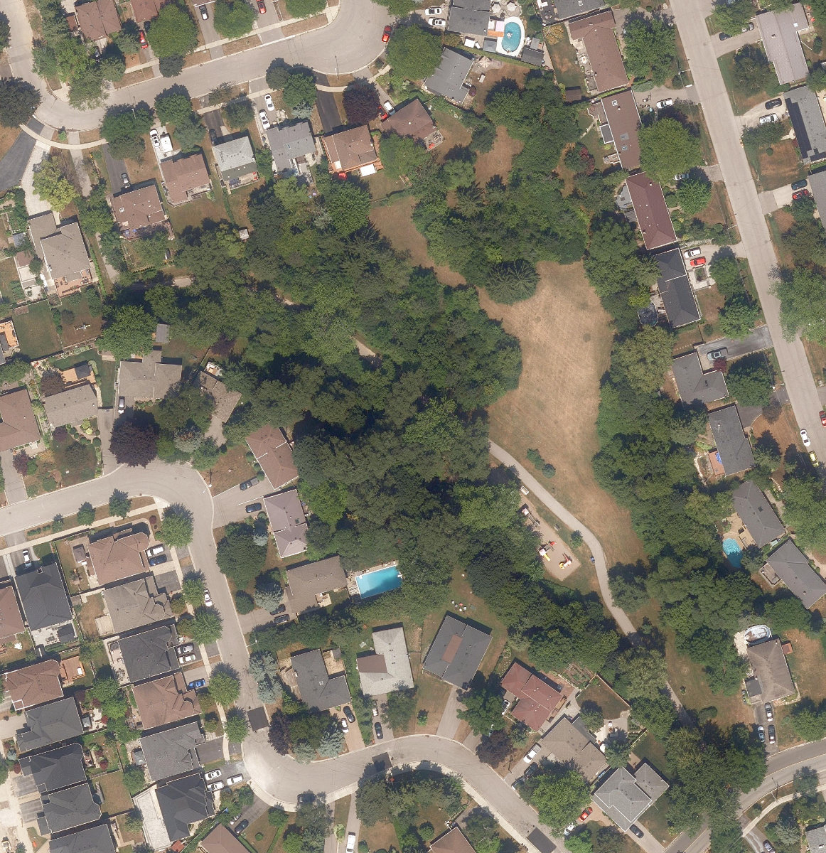 Fanfare Park, aerial top-down view