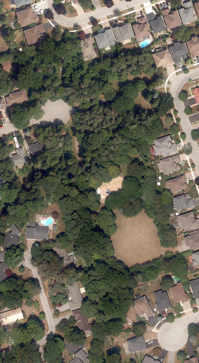 Bramber Woods Park, aerial top-down view