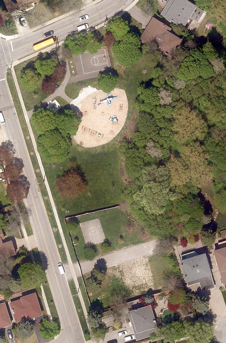 Conacher Park, aerial top-down view
