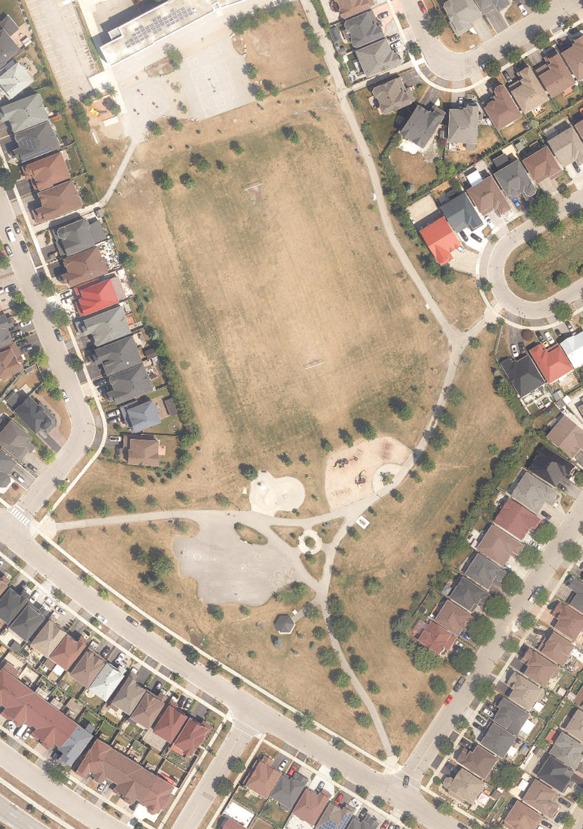 Birunthan Park, aerial top-down view