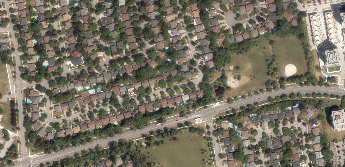 Mossgrove Park, aerial top-down view