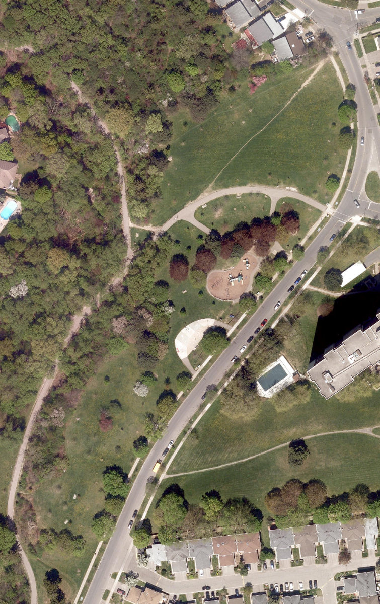 Harryetta Gardens, aerial top-down view
