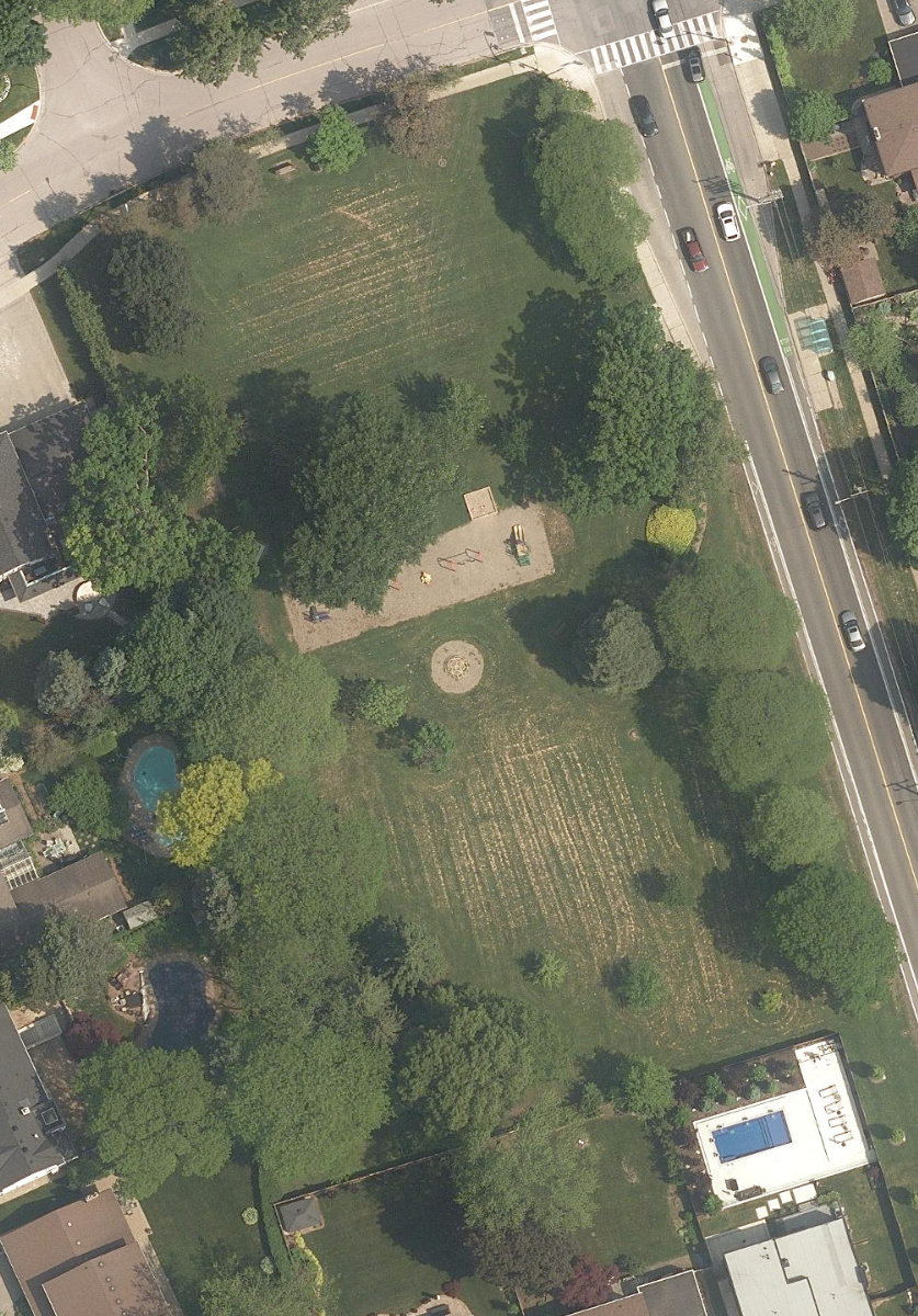 Allanhurst Park, aerial top-down view