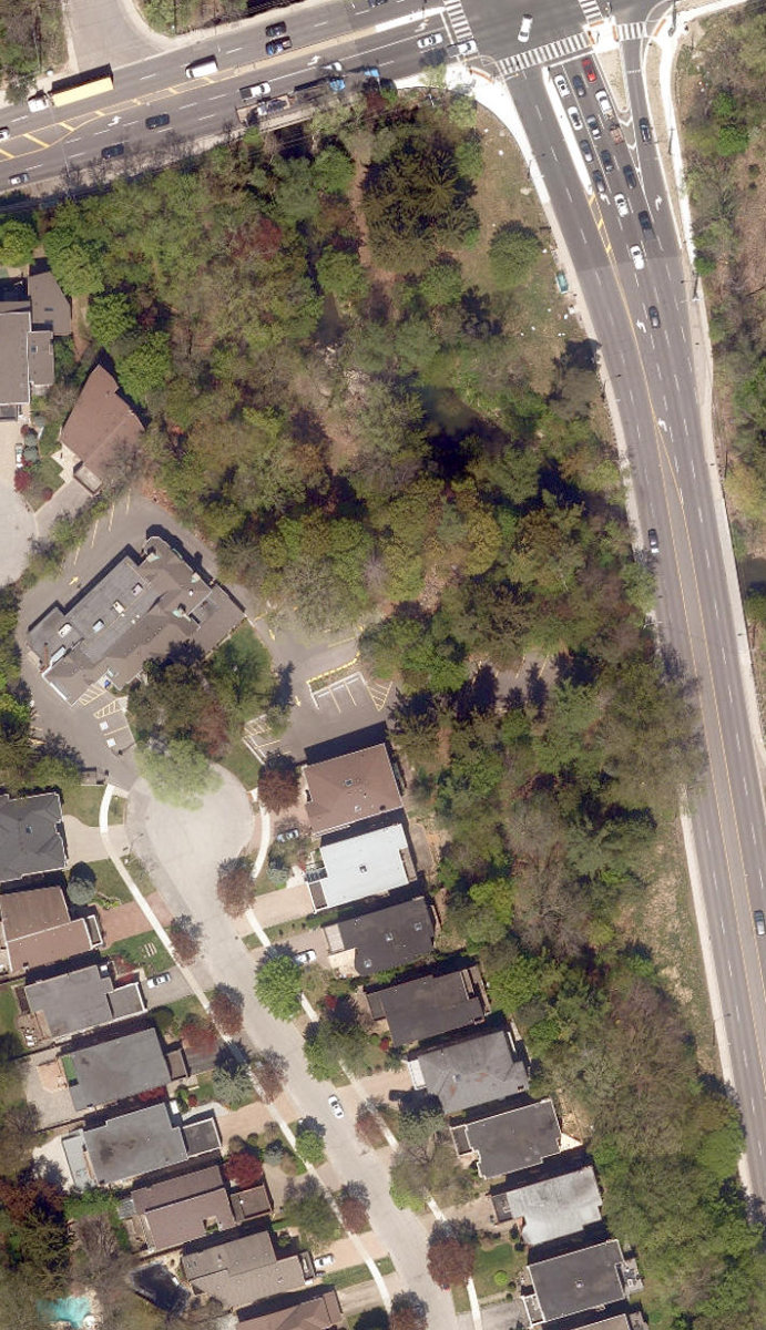 Creekside Park, aerial top-down view