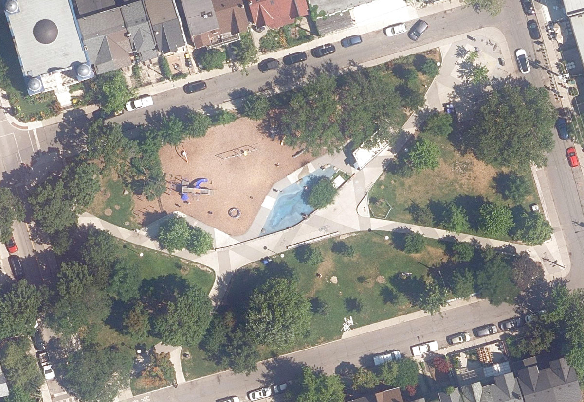 Bellevue Square Park, aerial top-down view