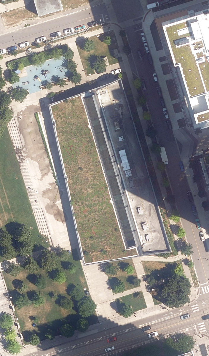 PAM McCONNELL AQUATIC CENTRE - Building Grounds, aerial top-down view