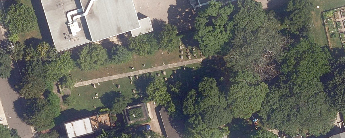 Pape Avenue Cemetery, aerial top-down view