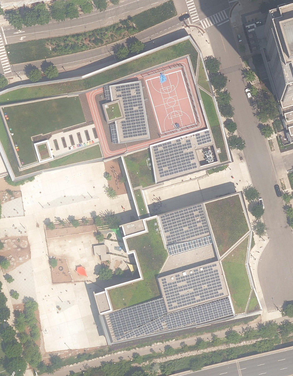 Canoe Landing, aerial top-down view